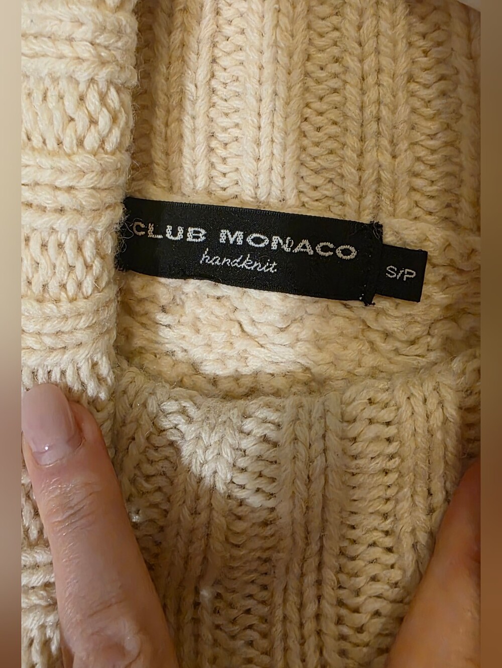 Club Monaco Handknit 100% Wool Cable Knit Turtleneck Sweater S - Picture 5 of 8